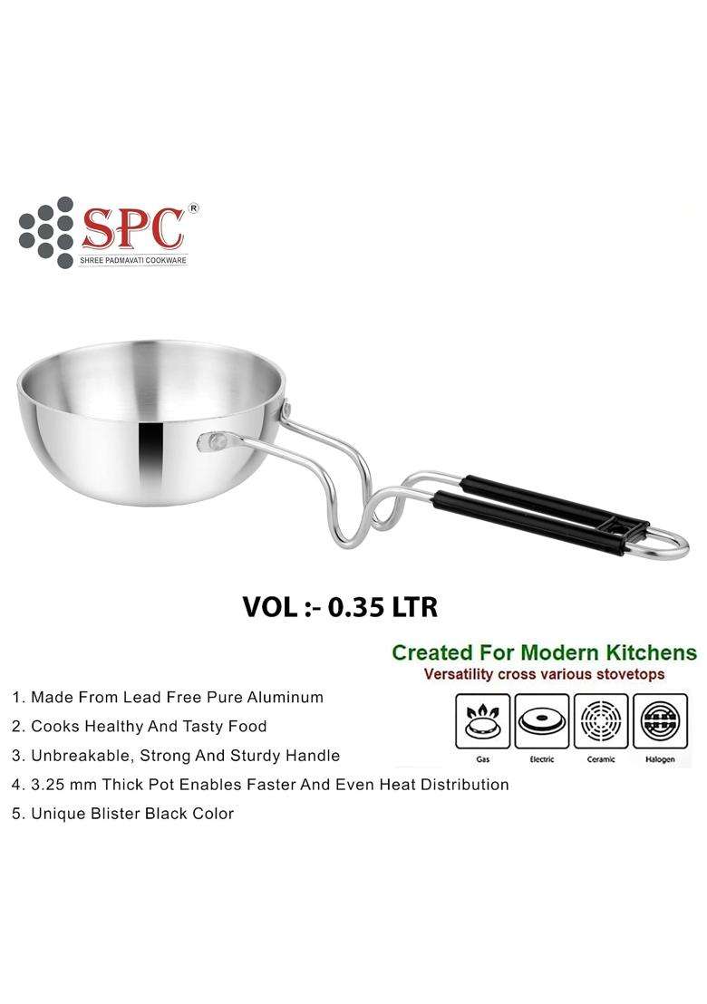 SPC Wrought Aluminium Tadka Pan Tadka Pan Jumbo | 0.35 L | 0.4 Qt - Indya