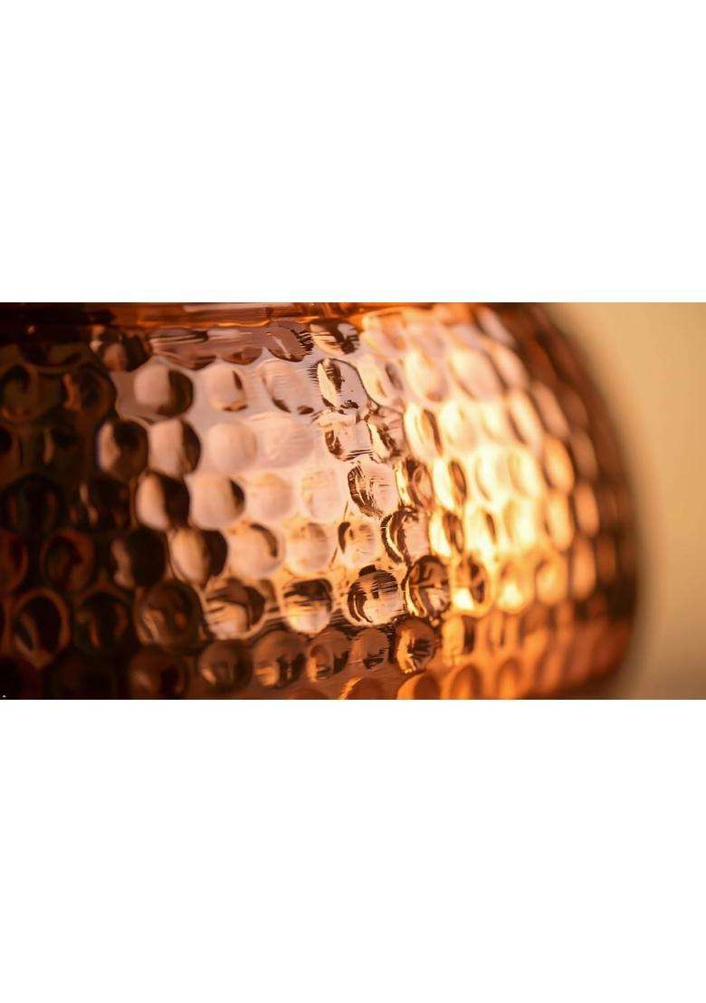 SHAAN mfg. Pure Copper Hammered Biryani Handi Biryani Pot with Brass Lid | 4 L | 4.2 Qt | Tin Lined Kalai - Indya
