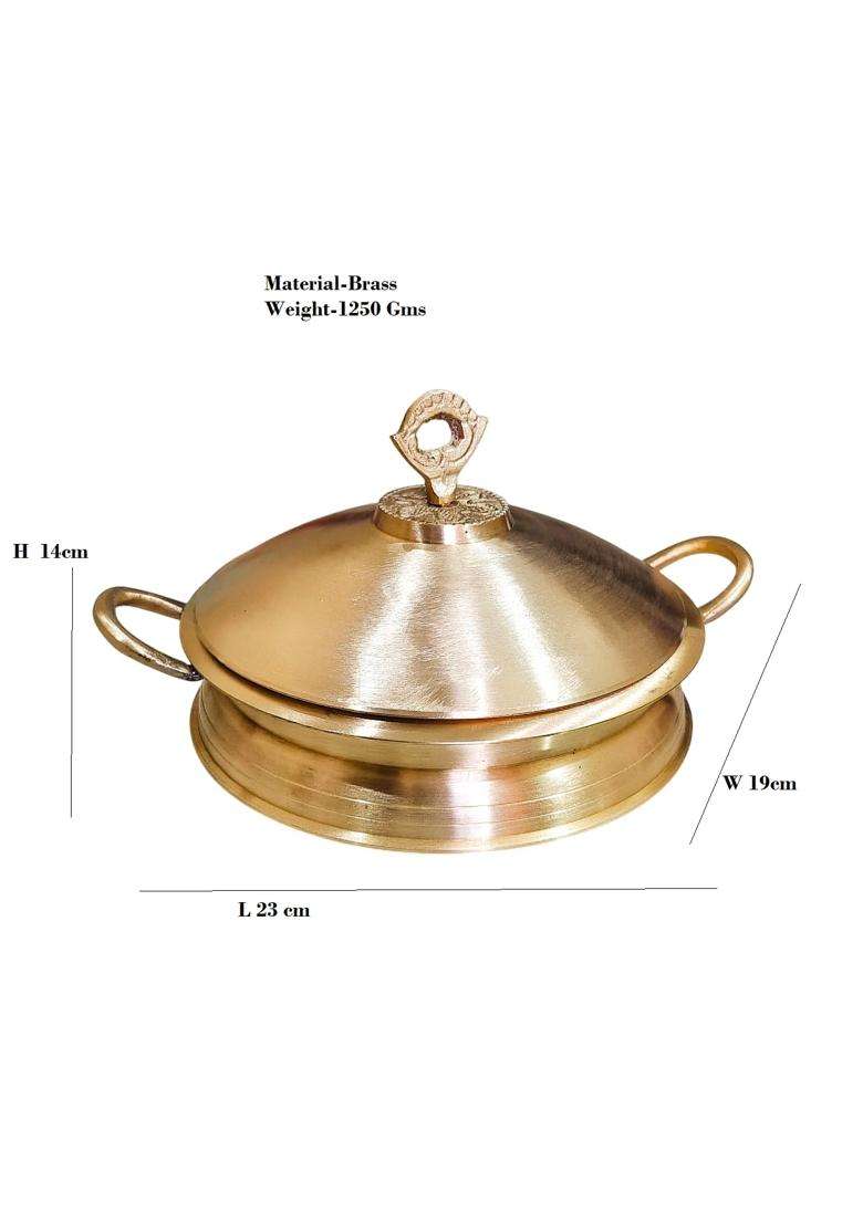 PITAL CRAFT VATIKA Pure MattePure Brass Hammered Lagan Handi for Cooking with Lid | 14 cm | 5.5 Inch - Indya