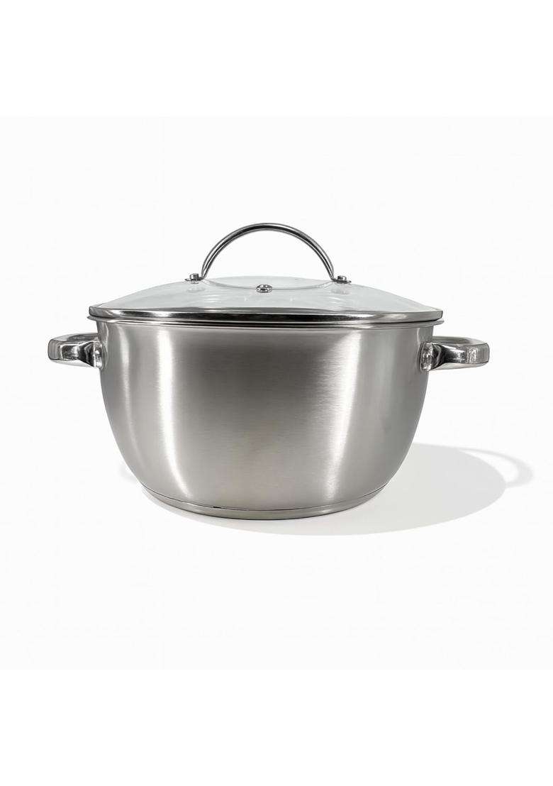 PLUMM GET Plumm Stainless Steel Casserole | 5 L | 5.3 Qt | 24 cm | 9.4 Inch | With Lid - Indya