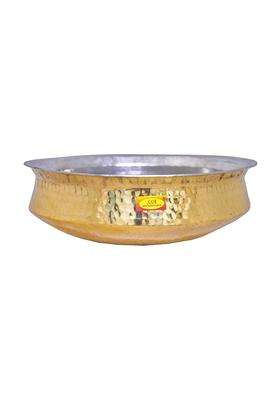 SHIV SHAKTI ARTS Pure Brass Hammered Lagan Handi Cooking Pot Chaffing Dish Pan with Tin Lining | 5 L | 5.3 Qt