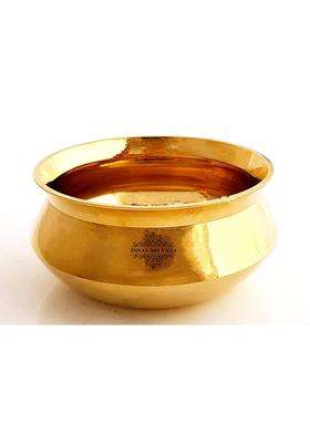 INDIAN ART VILLA Brass Plain Design Handi Cooking Pot Bowl | 500 ml | 16.9 fl oz