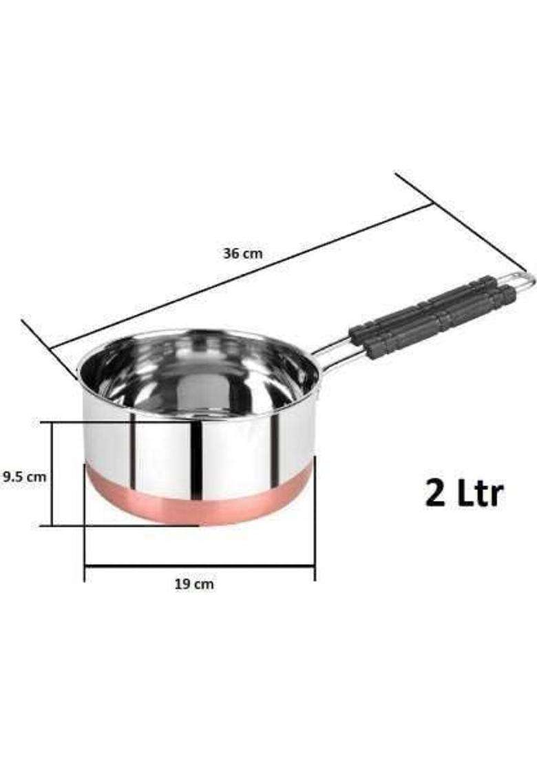 SHIFA CRAFT Stainless Steel Copper Bottom Saucepan for Kitchen Tapeli Cooking Pot Patila Bhagona Pan | 1 L | 1.1 Qt | Pack of 3 - Indya