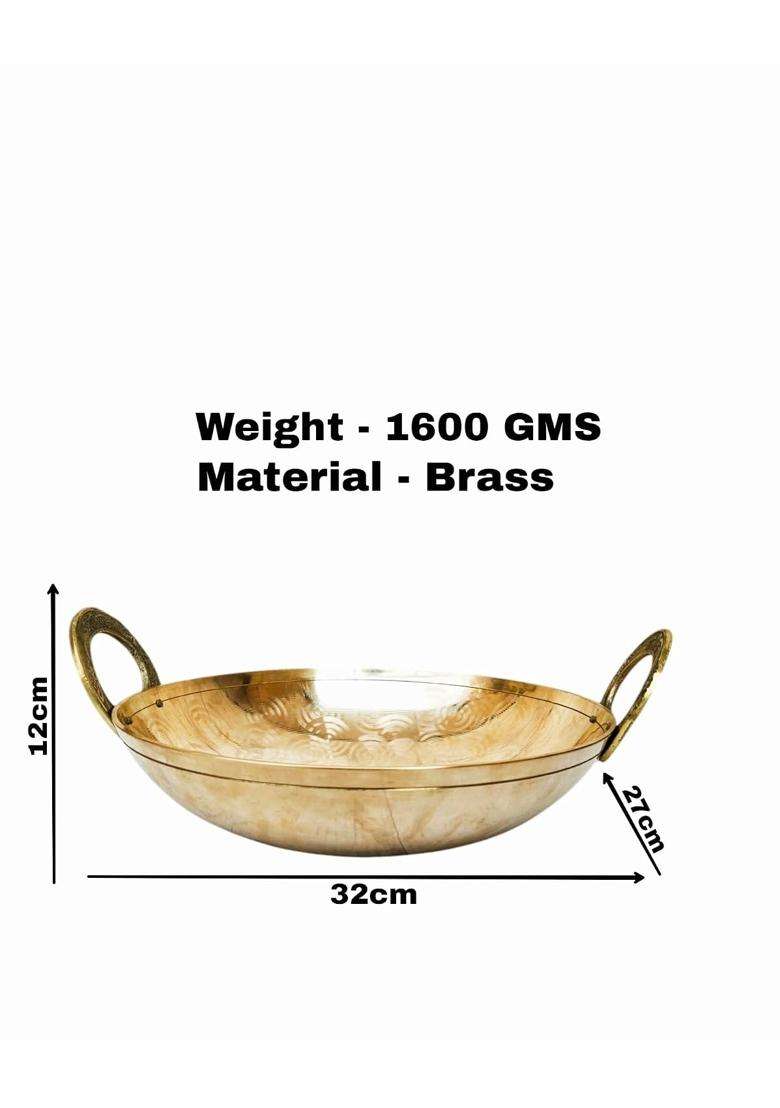 Blissful Decor Pure Brass Heavy Weight Kadhai Wok for Cooking Food | Handcrafted - Indya