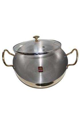 MUKE Pure Brass Kadhai Wok with Kalai with Handles Super Finish Kadhai Cookwere | 2.5 L | 2.6 Qt | With Lid