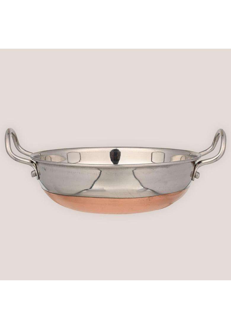 STEELHOMES Kadai Wok with Kadhai Stainless Steel Stovetop Compatible and Gas Stove Friendly | 2 L | 2.1 Qt - Indya