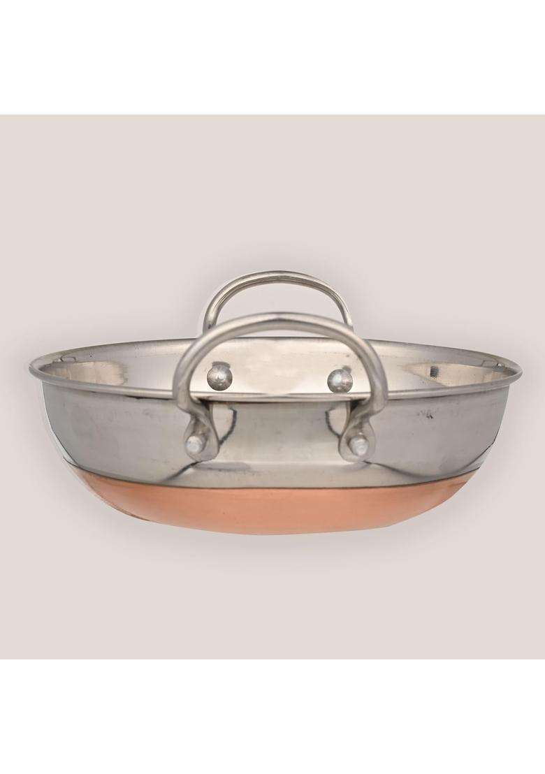 STEELHOMES Kadai Wok with Kadhai Stainless Steel Stovetop Compatible and Gas Stove Friendly | 2 L | 2.1 Qt - Indya