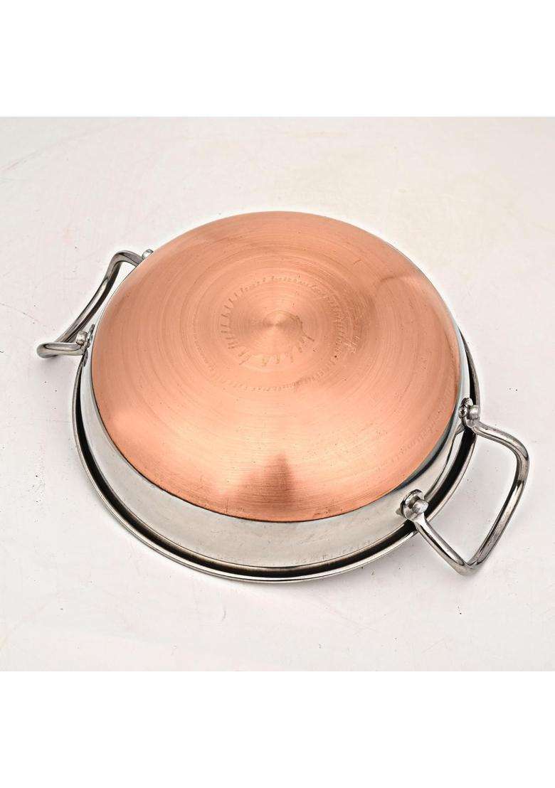 STEELHOMES Kadai Wok with Kadhai Stainless Steel Stovetop Compatible and Gas Stove Friendly | 2 L | 2.1 Qt - Indya