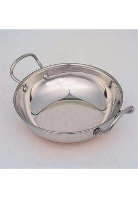 STEELHOMES Stainless Steel Copper Bottom Kadhai with Gas Stove Friendly Heavy Guage | 2 L | 2.1 Qt