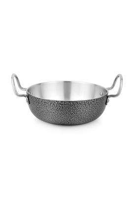 VESPO Antique Finish Aluminum Deep Kadhai Wok Flat Bottom Kadhai Without Lid | 1 L | 1.1 Qt | 18 cm | 7.1 Inch