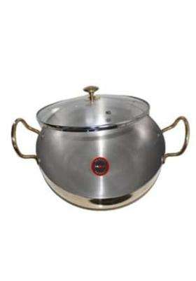 KITCART Pure Brass Kadhai Wok with Kalai with Handles Super Finish Kadhai with Glass | 2.5 L | 2.6 Qt | With Lid