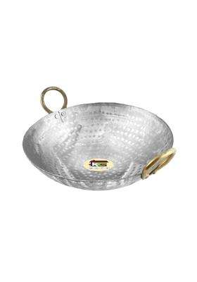 KITCHEN SHOPEE Heavy Base Iron Matthar Kadhai Wok Kadai Deep Frying Cooking Handmade Pan | 1.5 L | 1.6 Qt | 8 Inch | Induction Compatible