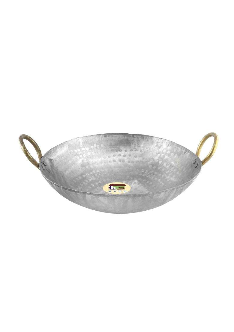 KITCHEN SHOPEE Heavy Base Iron Matthar Kadhai Wok Kadai Deep Frying Cooking Handmade Pan | 1.5 L | 1.6 Qt | 8 Inch | Induction Compatible - Indya
