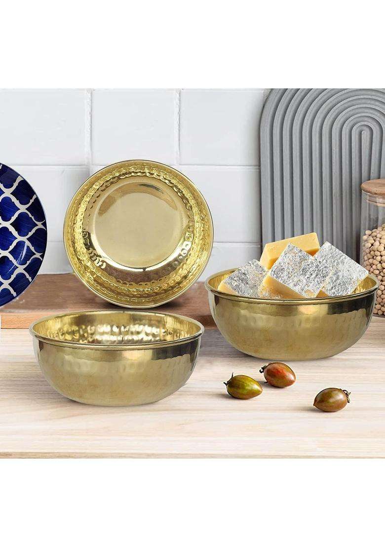 Pure Source India Brass Hammered Serving Bowl | 100 ml | 3.4 fl oz | Food Safe - Indya