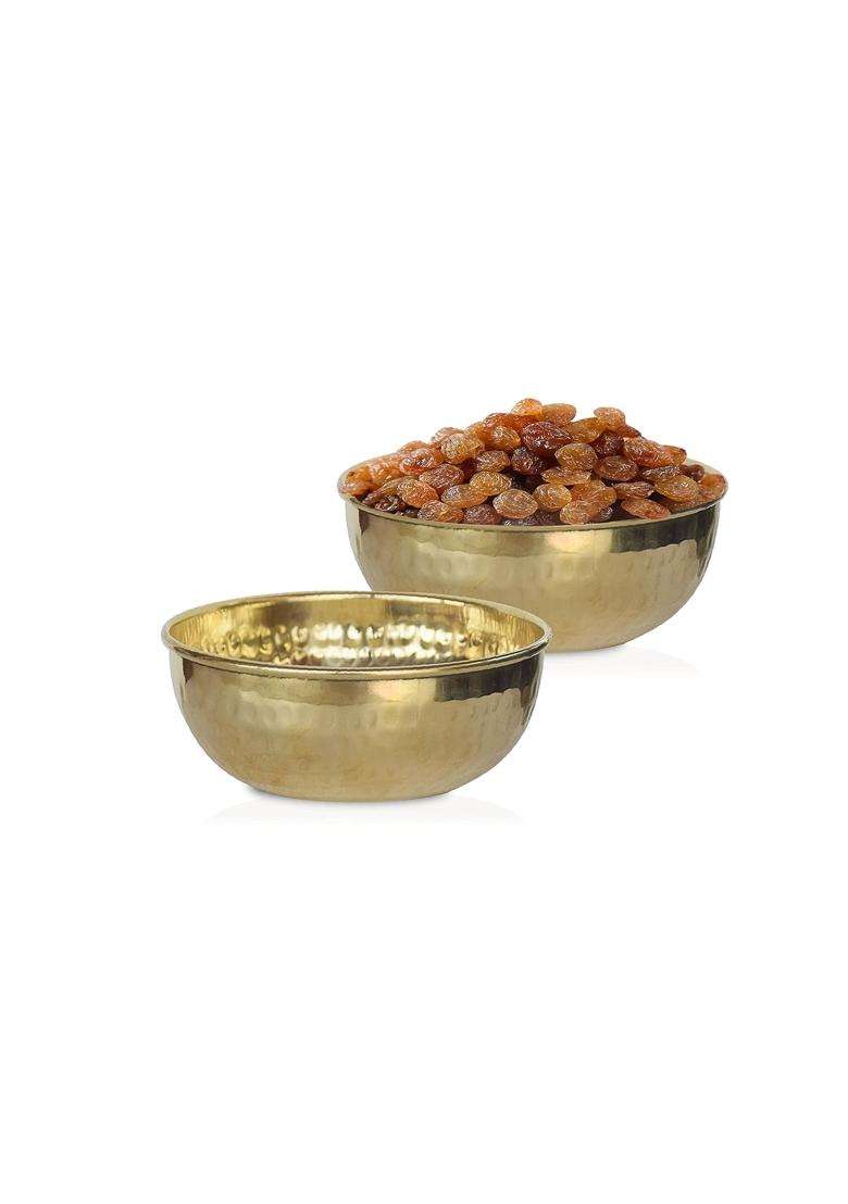 Pure Source India Brass Hammered Serving Bowl | 100 ml | 3.4 fl oz | Food Safe - Indya
