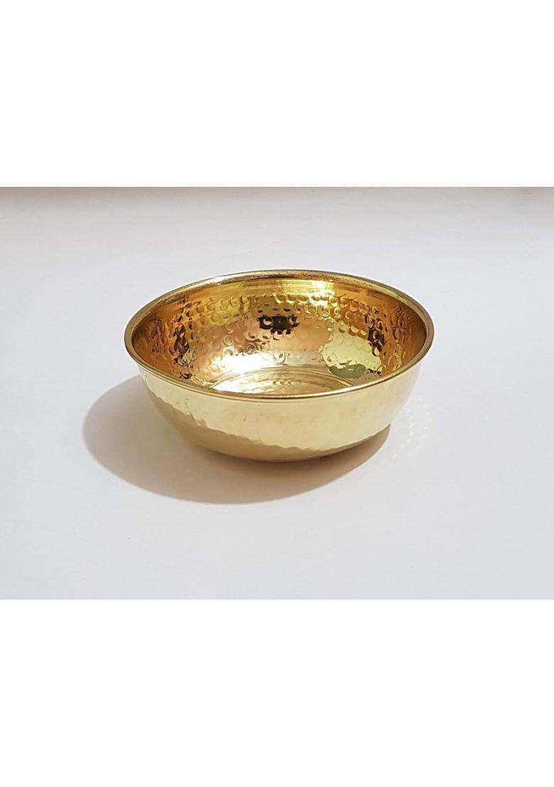 Pure Source India Brass Hammered Bowl Pieces | 200 ml | 6.8 fl oz | 4.5 Inch | 2-Piece Set | Handcrafted | Food Safe - Indya