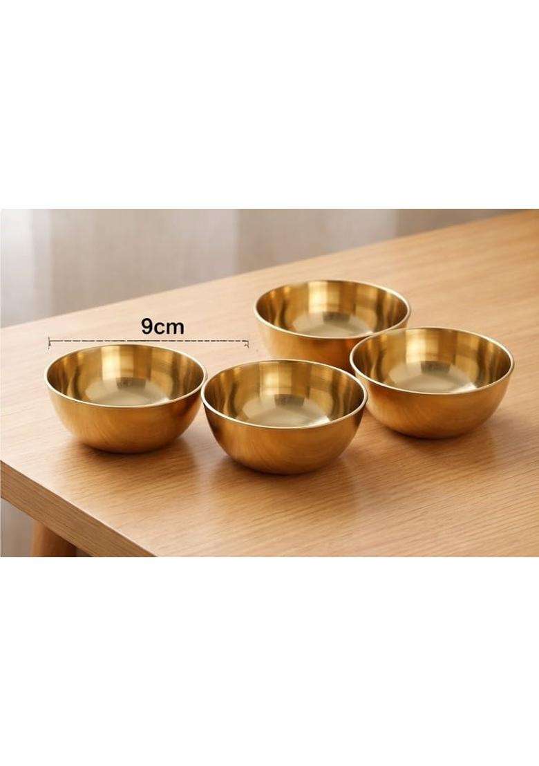 Desi Dhatu Pure Brass Pital Pooja Bowl | Pack of 4 | Handcrafted - Indya