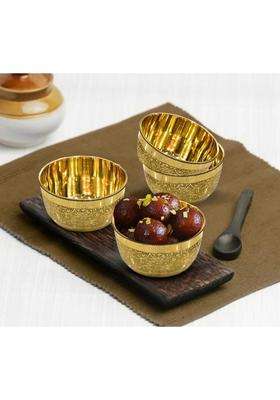 DSH CRAFTING YOUR CURIOSITY DSH Brass Bowl Pure Brass Embossed Design Lunch Bowl