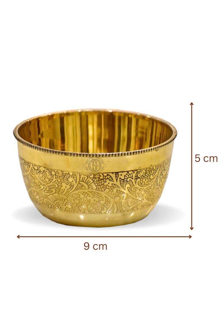 DSH CRAFTING YOUR CURIOSITY DSH Brass Bowl Pure Brass Embossed Design Lunch Bowl - Indya