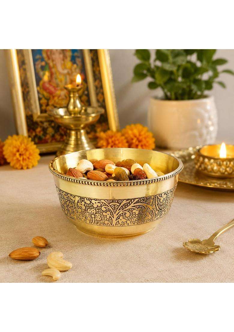 Pure Source India Brass Serving Bowl | 300 ml | 10.1 fl oz | 4 Inch - Indya
