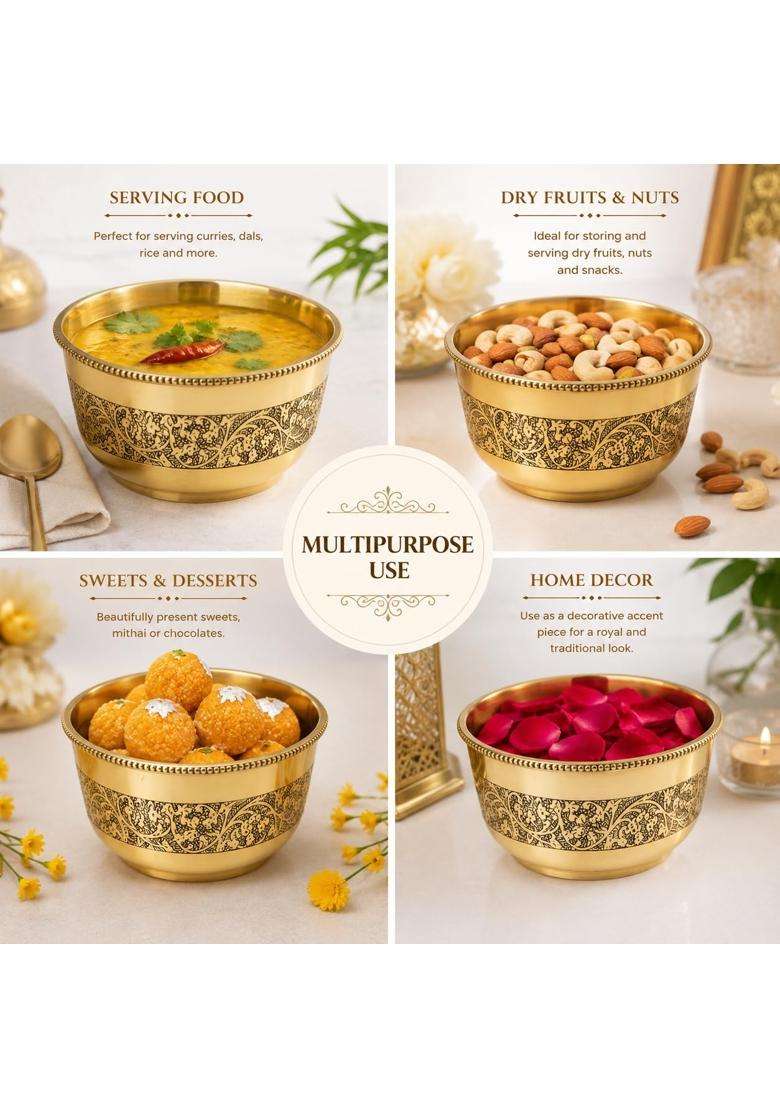 Pure Source India Brass Serving Bowl | 300 ml | 10.1 fl oz | 4 Inch - Indya