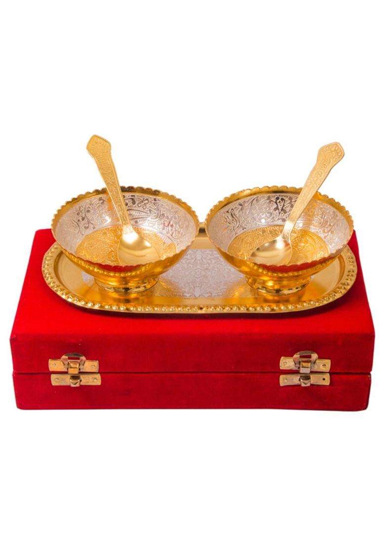 JAIPUR ACE Brass Snack Bowl with Spoon Set | 100 ml | 3.4 fl oz - Indya