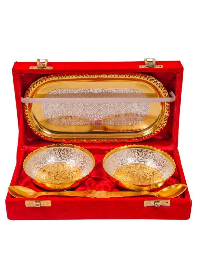 JAIPUR ACE Brass Snack Bowl with Spoon Set | 100 ml | 3.4 fl oz - Indya