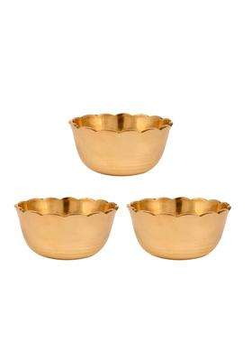Gyarsilal's Pure Brass Peetal Kangura Dining Bowl Katori | 100 ml | 3.4 fl oz | Pack of 3 | Handcrafted