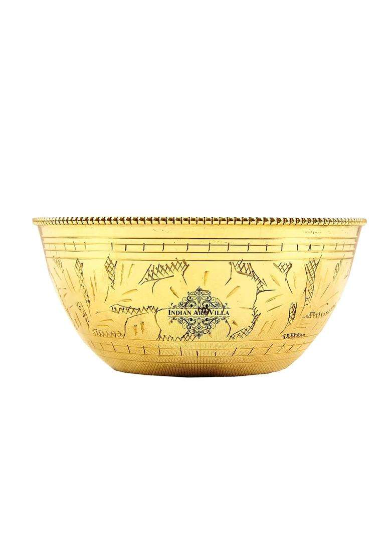 INDIAN ART VILLA Brass Curved Designer Bowl | 250 ml | 8.5 fl oz - Indya