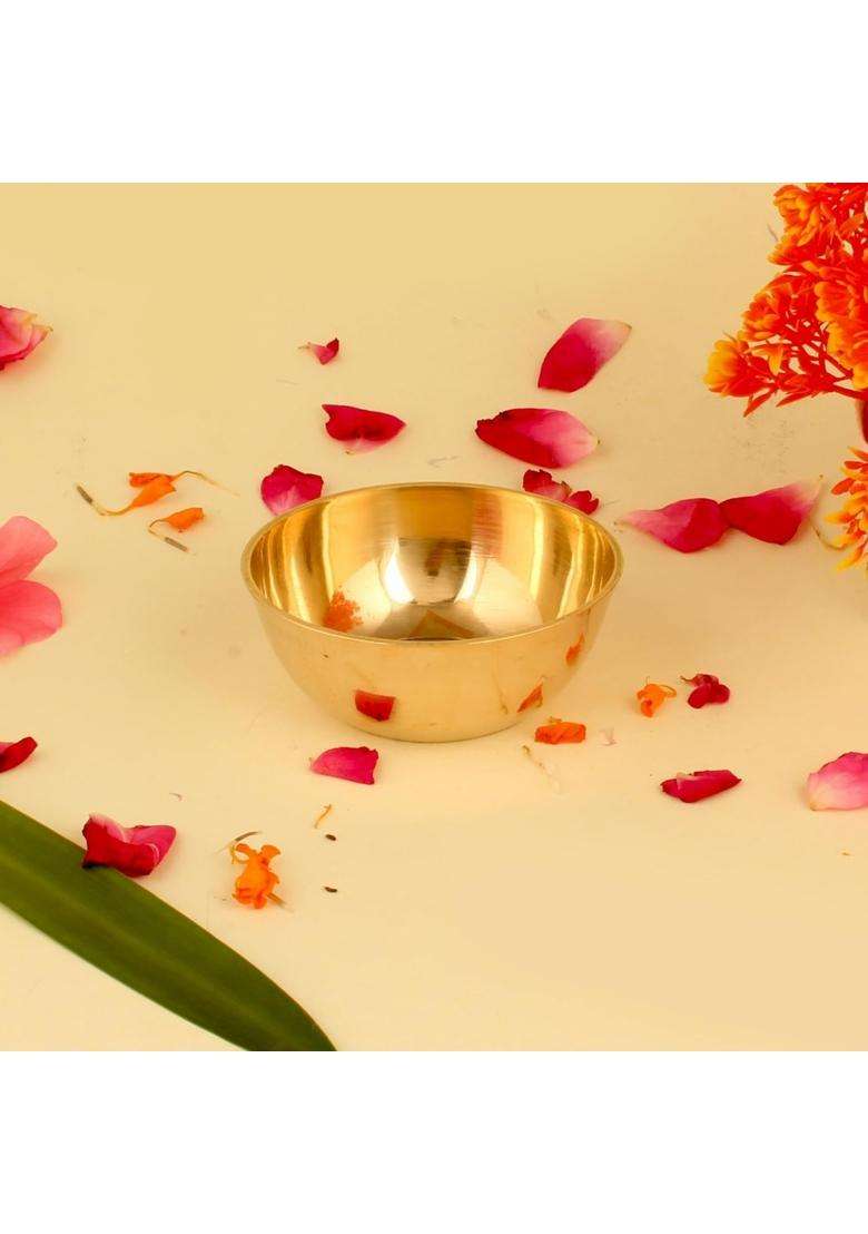 K.U.H.. Brass Pital Solid Serving Solid Bowl katori wati vaati taplya pyala Serveware | 100 ml | 3.4 fl oz - Indya