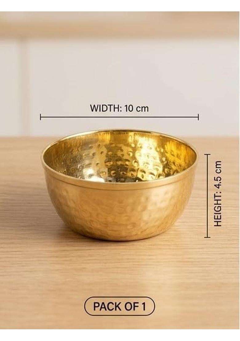 Desi Dhatu Brass Pital Hammered Bowl Vintage Serveware - Indya