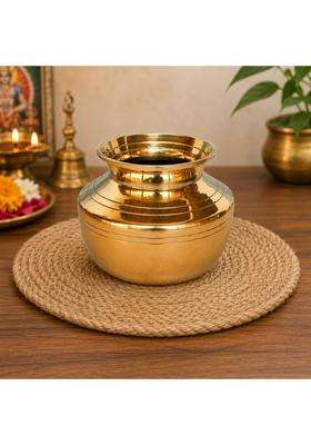 Pure Source India Brass Lota Water Pot for Puja Brass Kalash | 500 ml | 16.9 fl oz | 4 Inch