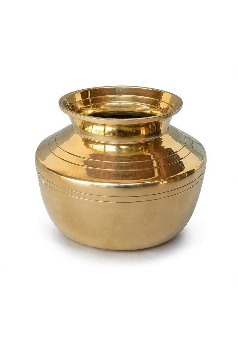 Pure Source India Brass Lota Water Pot for Puja Brass Kalash | 500 ml | 16.9 fl oz | 4 Inch - Indya