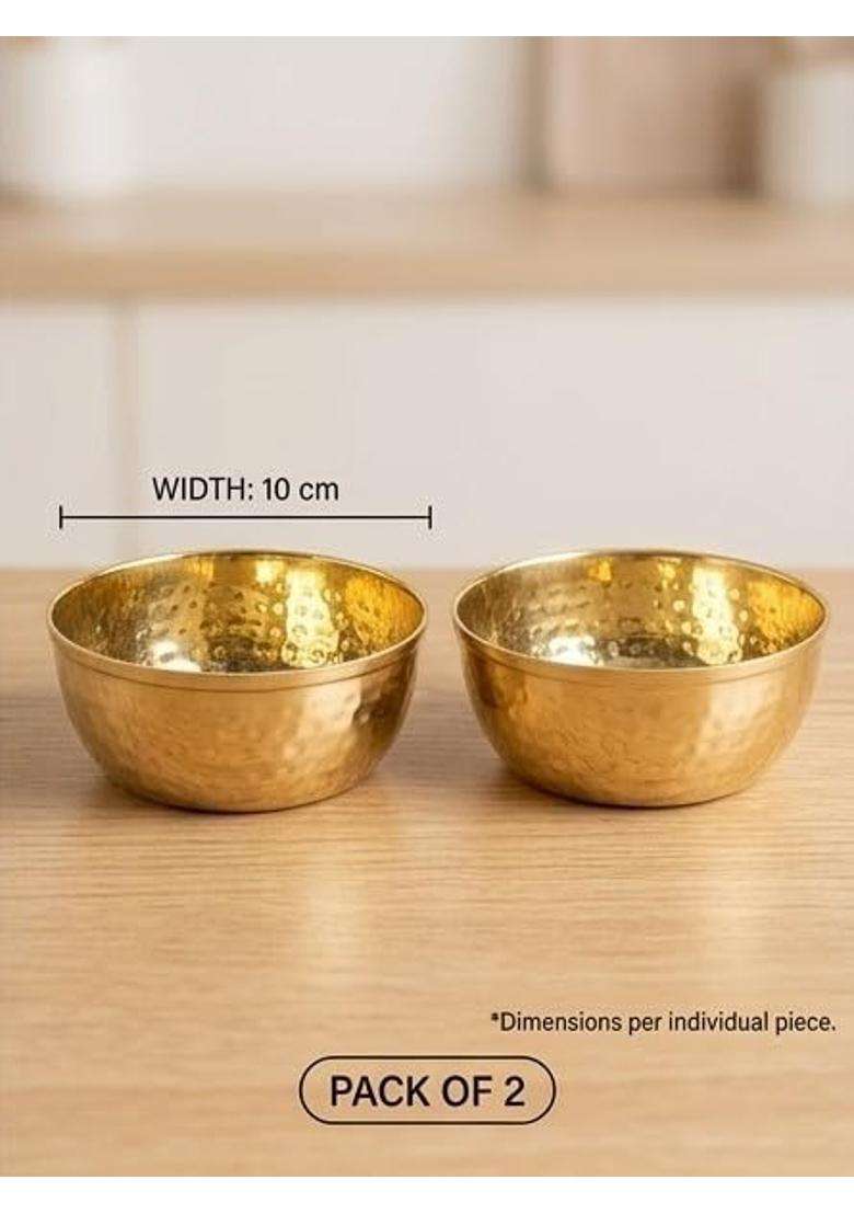 Desi Dhatu Brass Pital Hammered Bowl Vintage Serveware Set - Indya