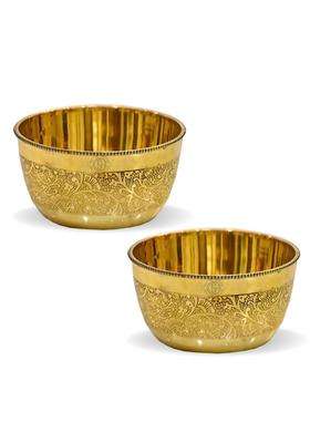 DSH CRAFTING YOUR CURIOSITY DSH Brass Bowl Pure Brass Embossed Design Lunch Bowl