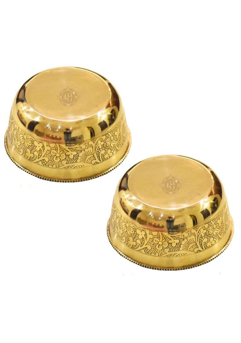 DSH CRAFTING YOUR CURIOSITY DSH Brass Bowl Pure Brass Embossed Design Lunch Bowl - Indya