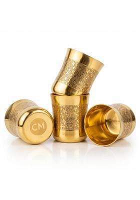 Copper-Master Pure Heavy Brass Drinking Glasses | Pack of 4 | Handcrafted