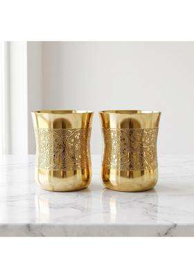 Copper-Master Pure Heavy Brass Glass Tumbler for Drinking Serving Water and Beverages | 300 ml | 10.1 fl oz