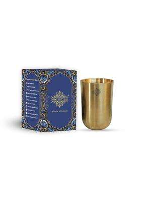 INDIAN ART VILLA Brass Round Glass Tumbler with Matt Finish | 300 ml | 10.1 fl oz | Handcrafted