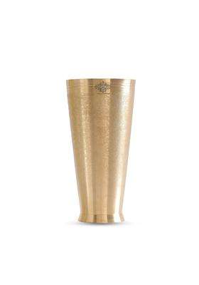 INDIAN ART VILLA Brass Lassi Glass with Embossed Design | 400 ml | 13.5 fl oz | 4.5 Inch | 2-Piece Set