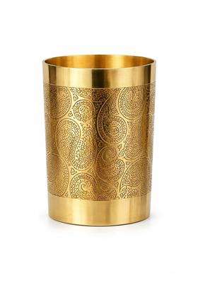 Copper-Master 100 Pure Brass Good Luck Paisley Etched Water Glass Tumbler | 300 ml | 10.1 fl oz