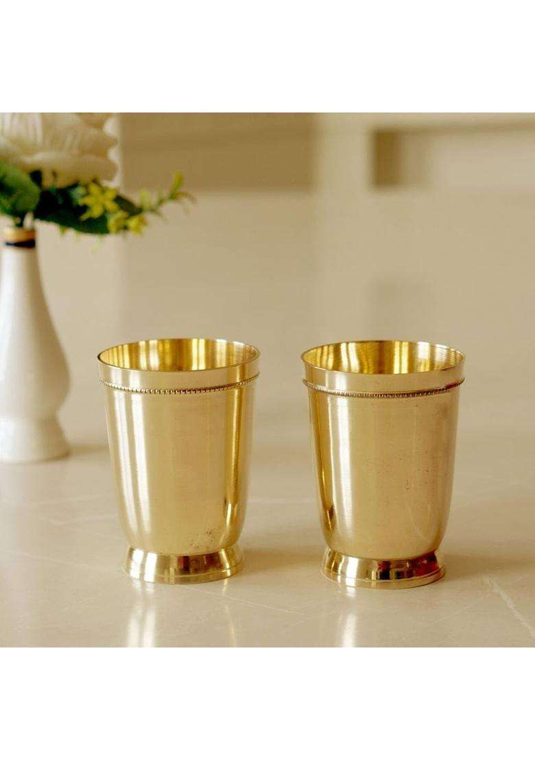 Brass Globe Medium Brass Glass | 200 ml | 6.8 fl oz - Indya