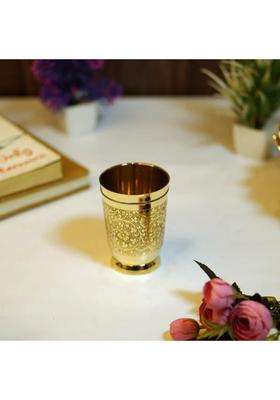 Brass Globe Etched Brass Drinking Glass
