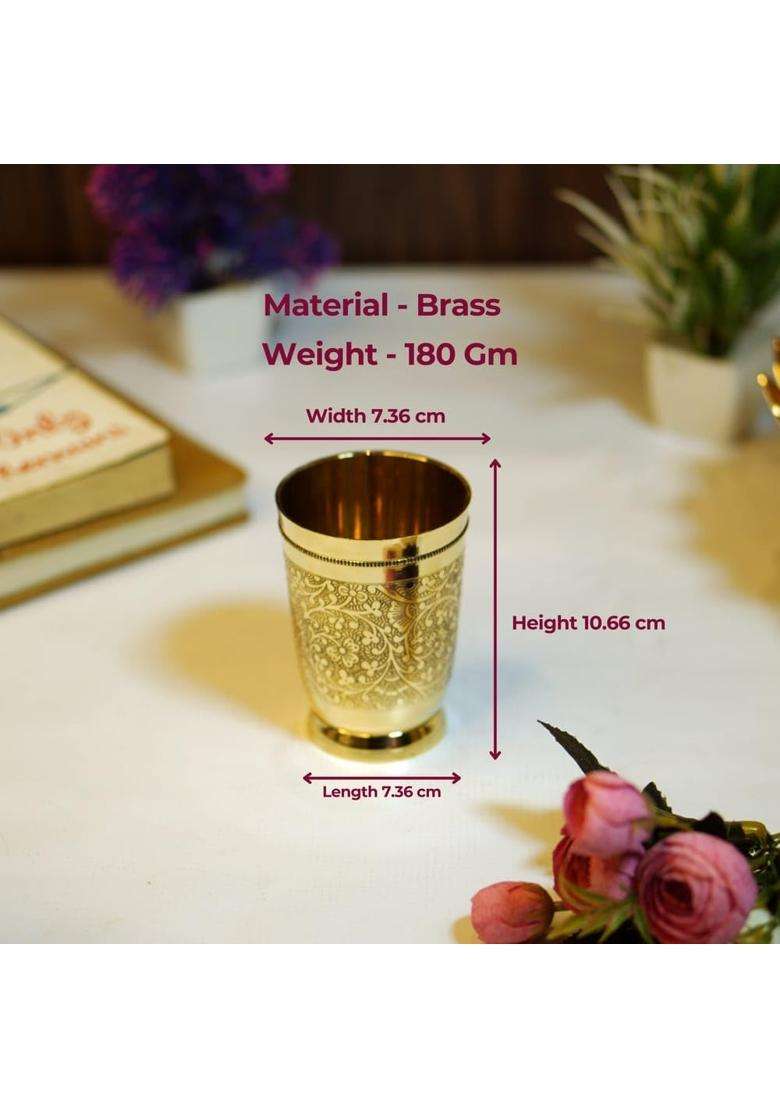 Brass Globe Etched Brass Drinking Glass - Indya