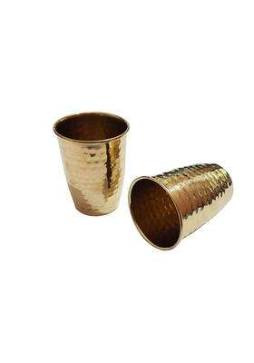 Pure Source India Pure Brass Lassi Glass Tumbler | 250 ml | 8.5 fl oz | 2-Piece Set