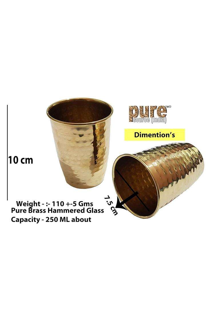 Pure Source India Pure Brass Lassi Glass Tumbler | 250 ml | 8.5 fl oz | 2-Piece Set - Indya