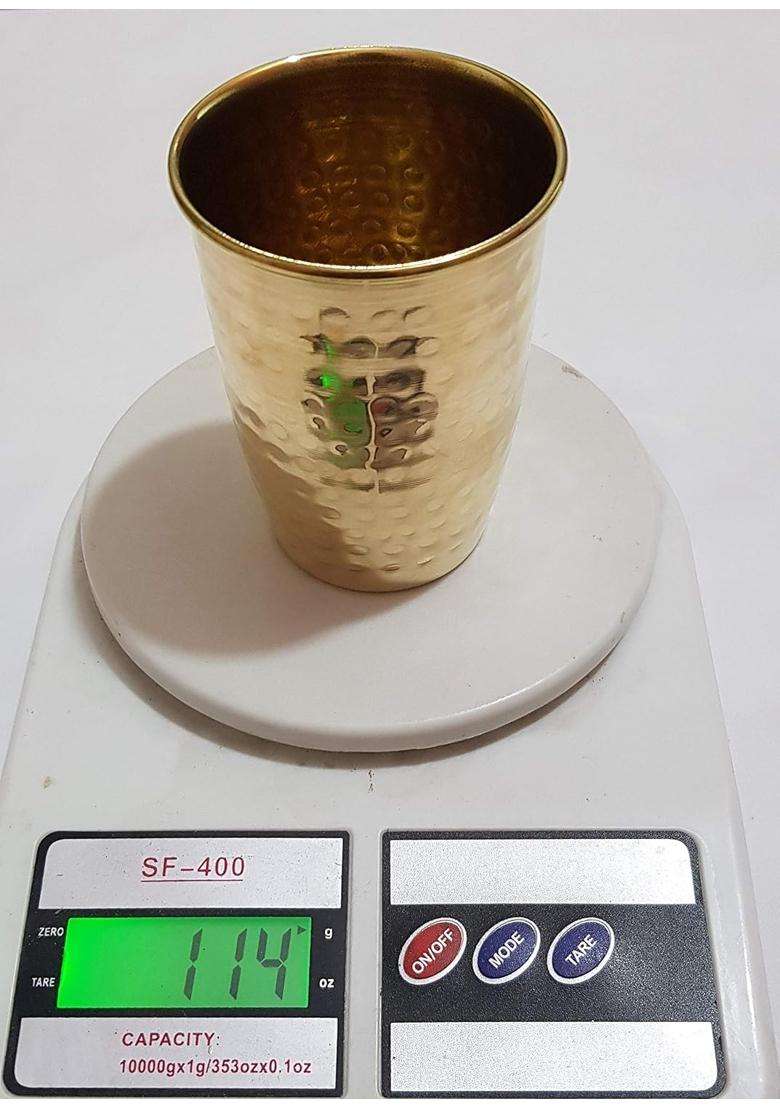 Pure Source India Pure Brass Lassi Glass Tumbler | 250 ml | 8.5 fl oz | 2-Piece Set - Indya