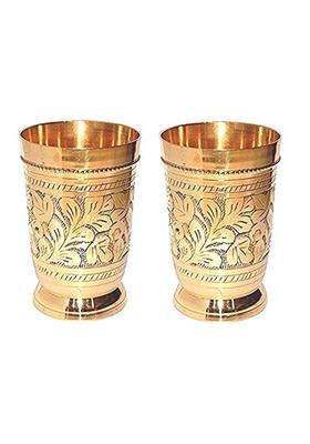 Karmbhumi M and V Craft PURE Brass Designed Glass | 300 ml | 10.1 fl oz
