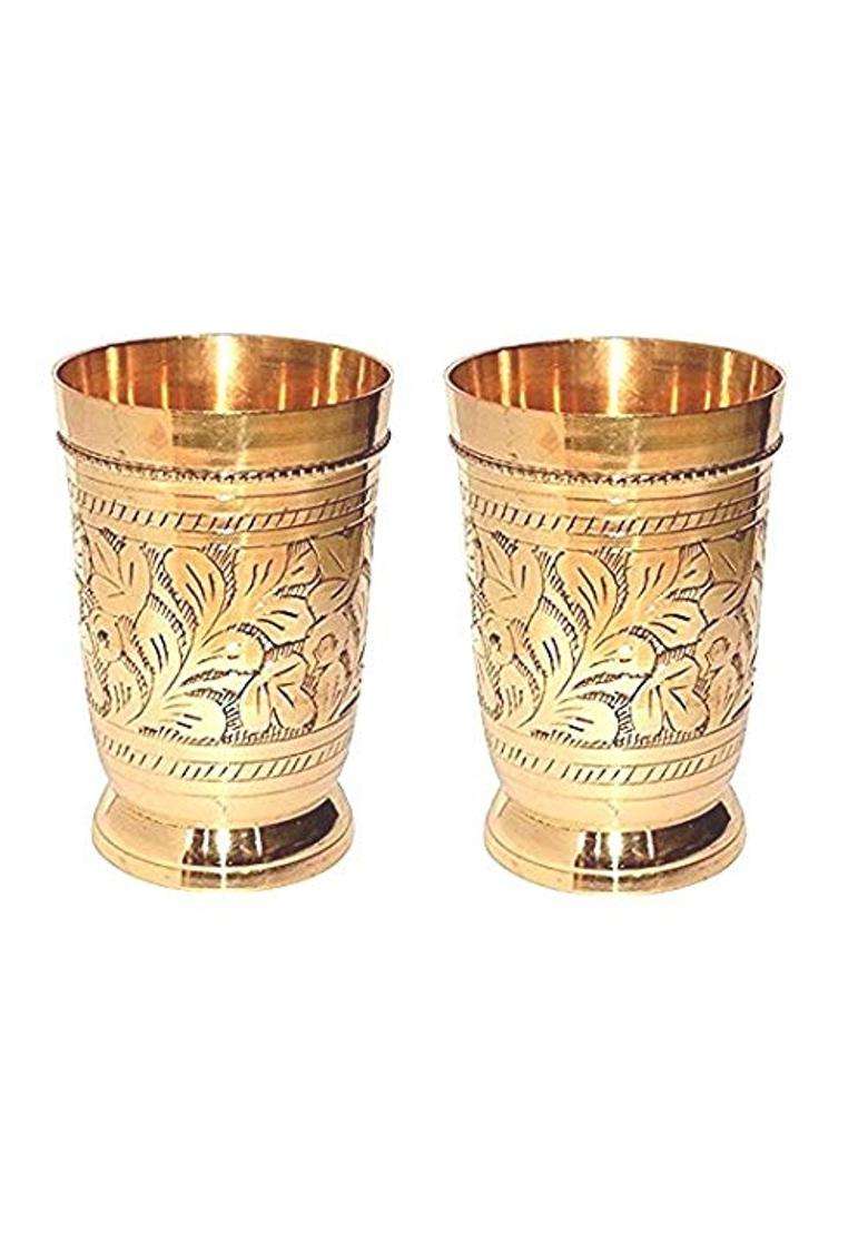 Karmbhumi M and V Craft PURE Brass Designed Glass | 300 ml | 10.1 fl oz - Indya