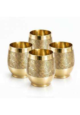 Putrika Traditional Handcrafted Brass Etched Glass with Embossed Design